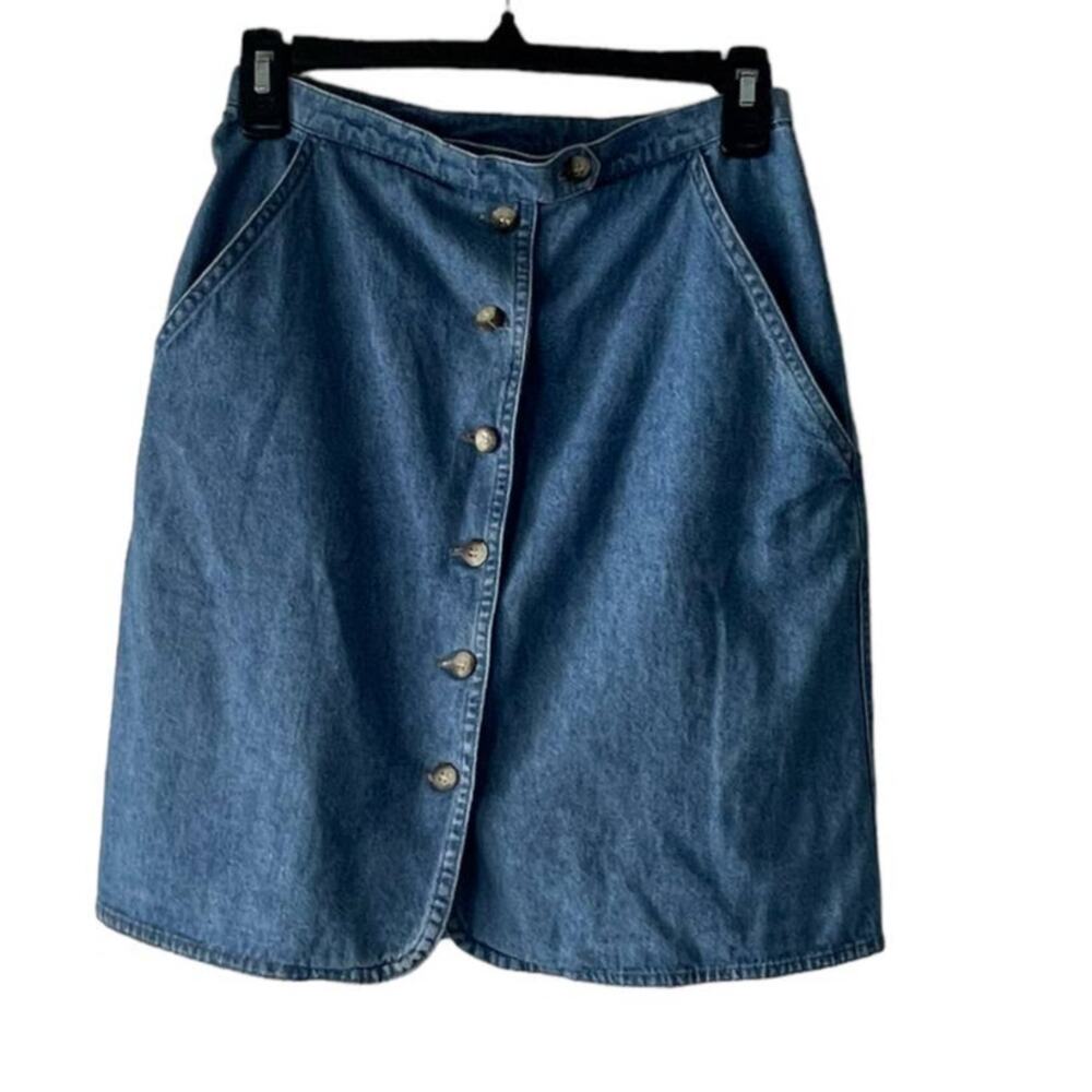 Central Falls VintageUSA Women's 8‎ Button Up Denim Mini Skirt Coastal Cowgirl